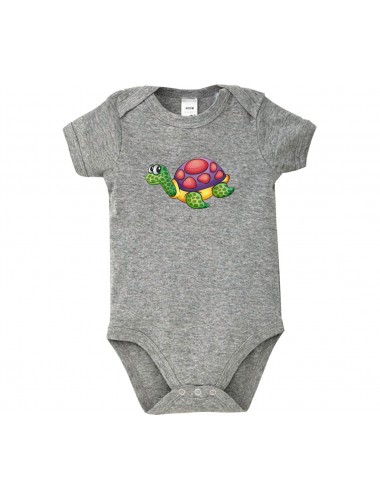 Baby Body mit tollen Motiven Schildkröte, Farbe grau, Größe 12-18 Monate