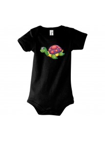 Baby Body mit tollen Motiven Schildkröte, Farbe schwarz, Größe 12-18 Monate