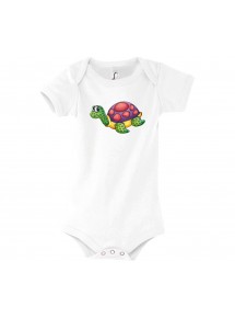 Baby Body mit tollen Motiven Schildkröte, Farbe weiss, Größe 12-18 Monate
