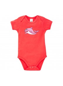 Baby Body mit tollen Motiven Delfin, Farbe rot, Größe 12-18 Monate