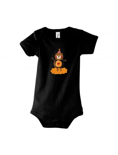 Baby Body mit tollen Motiven Bär, Farbe schwarz, Größe 12-18 Monate