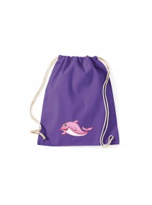 Turnbeutel mit süßen Motiven Delfin, Farbe purple