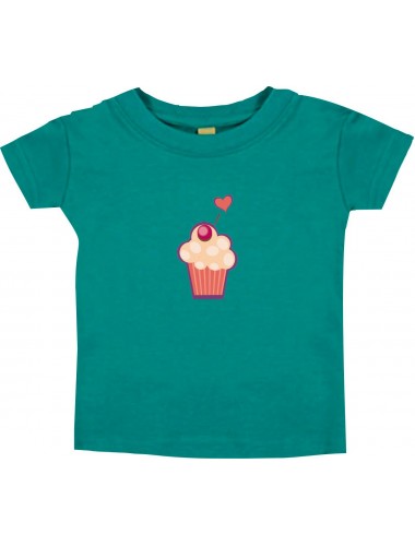 Kinder T-Shirt mit tollen Motiven Muffin, jade, 0-6 Monate