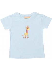 Kinder T-Shirt mit tollen Motiven Giraffe, hellblau, 0-6 Monate
