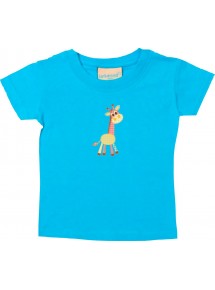 Kinder T-Shirt mit tollen Motiven Giraffe, tuerkis, 0-6 Monate