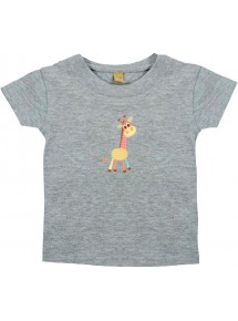 Kinder T-Shirt mit tollen Motiven Giraffe, grau, 0-6 Monate