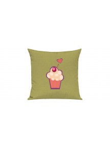 Sofa Kissen mit tollem Motiv Muffin, Farbe hellgruen