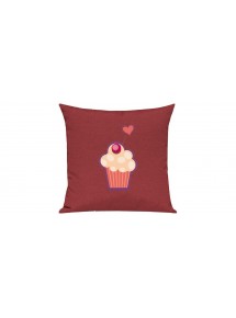 Sofa Kissen mit tollem Motiv Muffin, Farbe rot