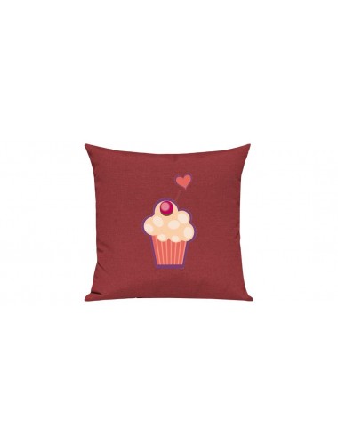 Sofa Kissen mit tollem Motiv Muffin, Farbe rot