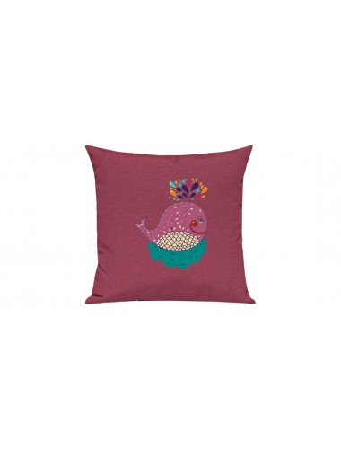 Sofa Kissen mit tollem Motiv Wal, Farbe pink