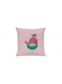 Sofa Kissen mit tollem Motiv Wal, Farbe rosa