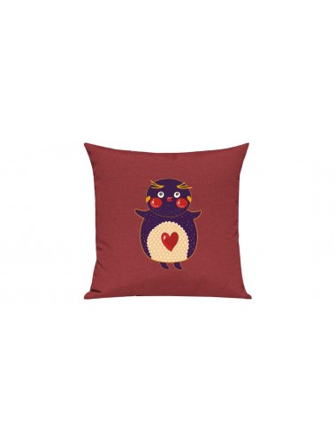 Sofa Kissen mit tollem Motiv Pinguin, Farbe rot