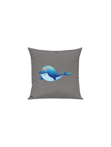 Sofa Kissen mit tollem Motiv Delfin, Farbe grau