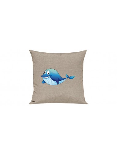Sofa Kissen mit tollem Motiv Delfin, Farbe sand