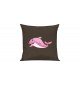 Sofa Kissen mit tollem Motiv Delfin, Farbe braun