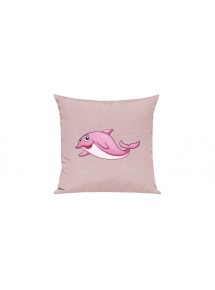 Sofa Kissen mit tollem Motiv Delfin, Farbe rosa