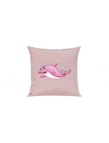 Sofa Kissen mit tollem Motiv Delfin, Farbe rosa