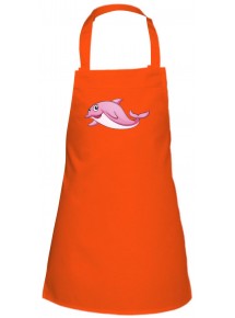 Kinder Latzschürze mit tollen Motiven Delfin, orange