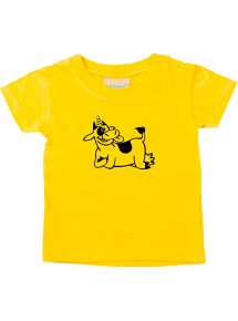 Kinder T-Shirt lustige Tiere Einhornkuh, Einhorn, Kuh gelb, 0-6 Monate