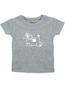 Kinder T-Shirt lustige Tiere Einhornkuh, Einhorn, Kuh grau, 0-6 Monate