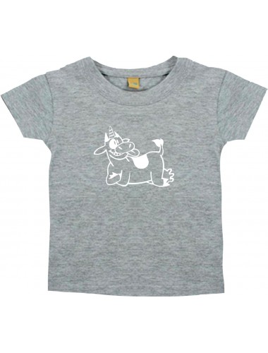 Kinder T-Shirt lustige Tiere Einhornkuh, Einhorn, Kuh grau, 0-6 Monate
