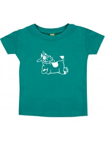 Kinder T-Shirt lustige Tiere Einhornkuh, Einhorn, Kuh jade, 0-6 Monate