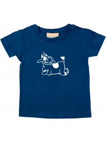 Kinder T-Shirt lustige Tiere Einhornkuh, Einhorn, Kuh navy, 0-6 Monate