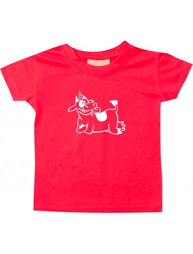 Kinder T-Shirt lustige Tiere Einhornkuh, Einhorn, Kuh rot, 0-6 Monate