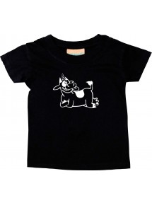 Kinder T-Shirt lustige Tiere Einhornkuh, Einhorn, Kuh schwarz, 0-6 Monate