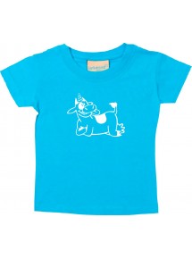 Kinder T-Shirt lustige Tiere Einhornkuh, Einhorn, Kuh tuerkis, 0-6 Monate