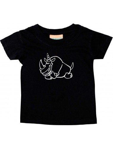 Kinder T-Shirt lustige Tiere Einhornnashorn, Einhorn, Nashorn schwarz, 0-6 Monate