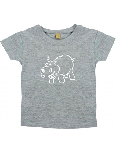 Kinder T-Shirt lustige Tiere Einhornnilpferd, Einhorn, Nilpferd grau, 0-6 Monate