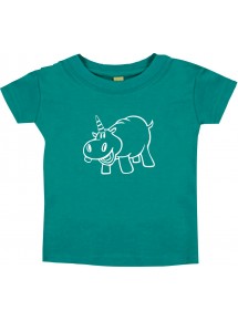 Kinder T-Shirt lustige Tiere Einhornnilpferd, Einhorn, Nilpferd jade, 0-6 Monate