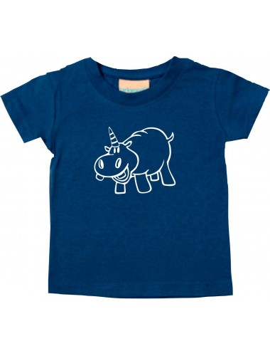 Kinder T-Shirt lustige Tiere Einhornnilpferd, Einhorn, Nilpferd navy, 0-6 Monate