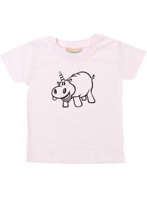 Kinder T-Shirt lustige Tiere Einhornnilpferd, Einhorn, Nilpferd rosa, 0-6 Monate