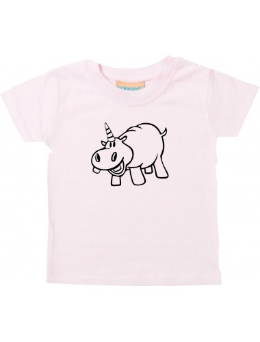 Kinder T-Shirt lustige Tiere Einhornnilpferd, Einhorn, Nilpferd rosa, 0-6 Monate