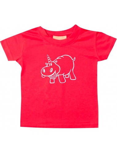 Kinder T-Shirt lustige Tiere Einhornnilpferd, Einhorn, Nilpferd rot, 0-6 Monate