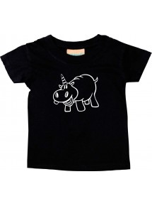 Kinder T-Shirt lustige Tiere Einhornnilpferd, Einhorn, Nilpferd schwarz, 0-6 Monate
