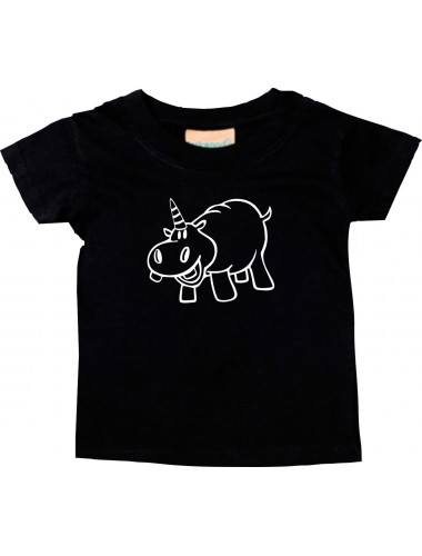 Kinder T-Shirt lustige Tiere Einhornnilpferd, Einhorn, Nilpferd schwarz, 0-6 Monate