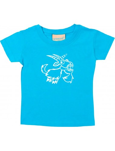 Kinder T-Shirt lustige Tiere Einhornziege, Einhorn, Ziege tuerkis, 0-6 Monate