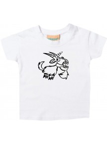 Kinder T-Shirt lustige Tiere Einhornziege, Einhorn, Ziege weiss, 0-6 Monate