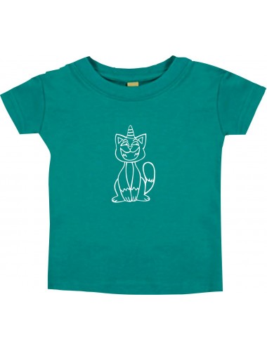 Kinder T-Shirt lustige Tiere Einhornkatze, Einhorn, Katze jade, 0-6 Monate