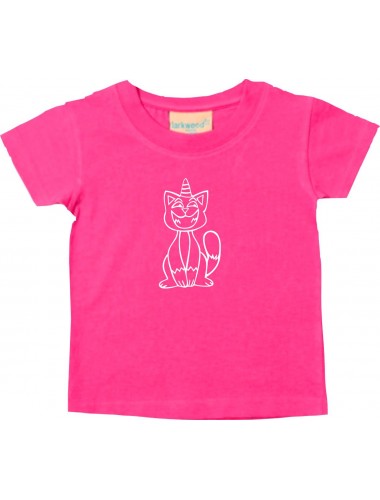Kinder T-Shirt lustige Tiere Einhornkatze, Einhorn, Katze pink, 0-6 Monate