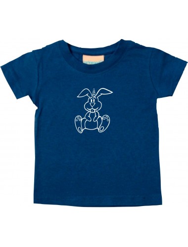 Kinder T-Shirt lustige Tiere Einhornhase, Einhorn, Hase navy, 0-6 Monate