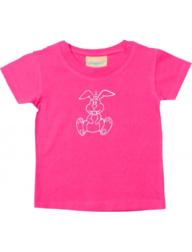 Kinder T-Shirt lustige Tiere Einhornhase, Einhorn, Hase pink, 0-6 Monate