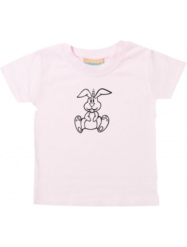 Kinder T-Shirt lustige Tiere Einhornhase, Einhorn, Hase rosa, 0-6 Monate