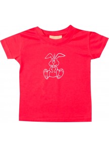Kinder T-Shirt lustige Tiere Einhornhase, Einhorn, Hase rot, 0-6 Monate