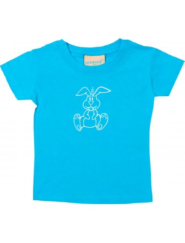 Kinder T-Shirt lustige Tiere Einhornhase, Einhorn, Hase tuerkis, 0-6 Monate