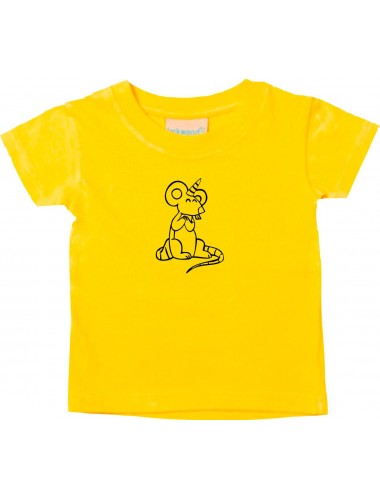 Kinder T-Shirt lustige Tiere Einhorn Maus , Einhorn, Maus gelb, 0-6 Monate
