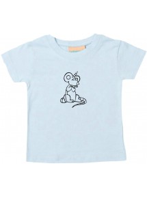 Kinder T-Shirt lustige Tiere Einhorn Maus , Einhorn, Maus hellblau, 0-6 Monate